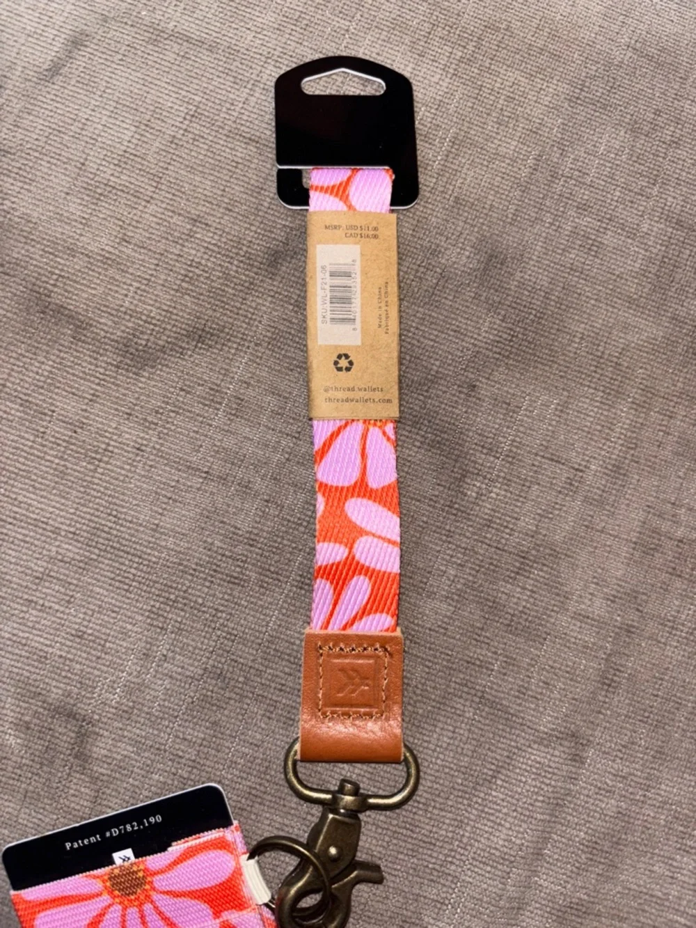 THREAD Floral Pink & Coral Lanyard with Card Holder